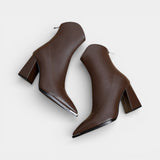 Ботуши до глезена от веганска кожа за жени – Метален заострен нос