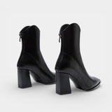 Ботуши до глезена от веганска кожа за жени – Метален заострен нос