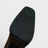 Дамски кожени ботуши до глезена с квадратен нос и блок ток