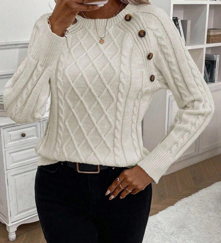 Francisca | Gombos Kötött Pulóver