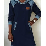 Елишка | Дамска Рокля с Капюшон и Дънкови Детайли