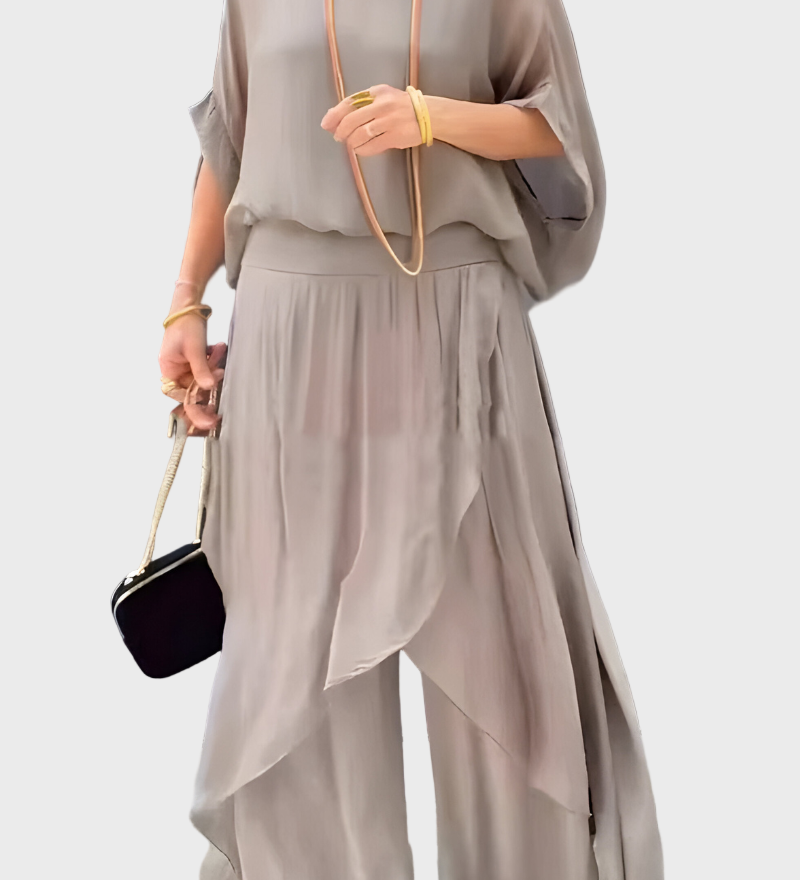 Sifonból készült, szakadt széles nadrágos ruhák