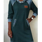 Елишка | Дамска Рокля с Капюшон и Дънкови Детайли