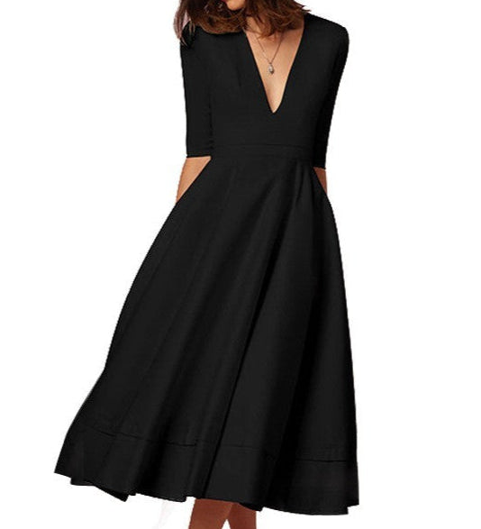 Laura | Midi Női Ruha A-vágással, V-kivágással