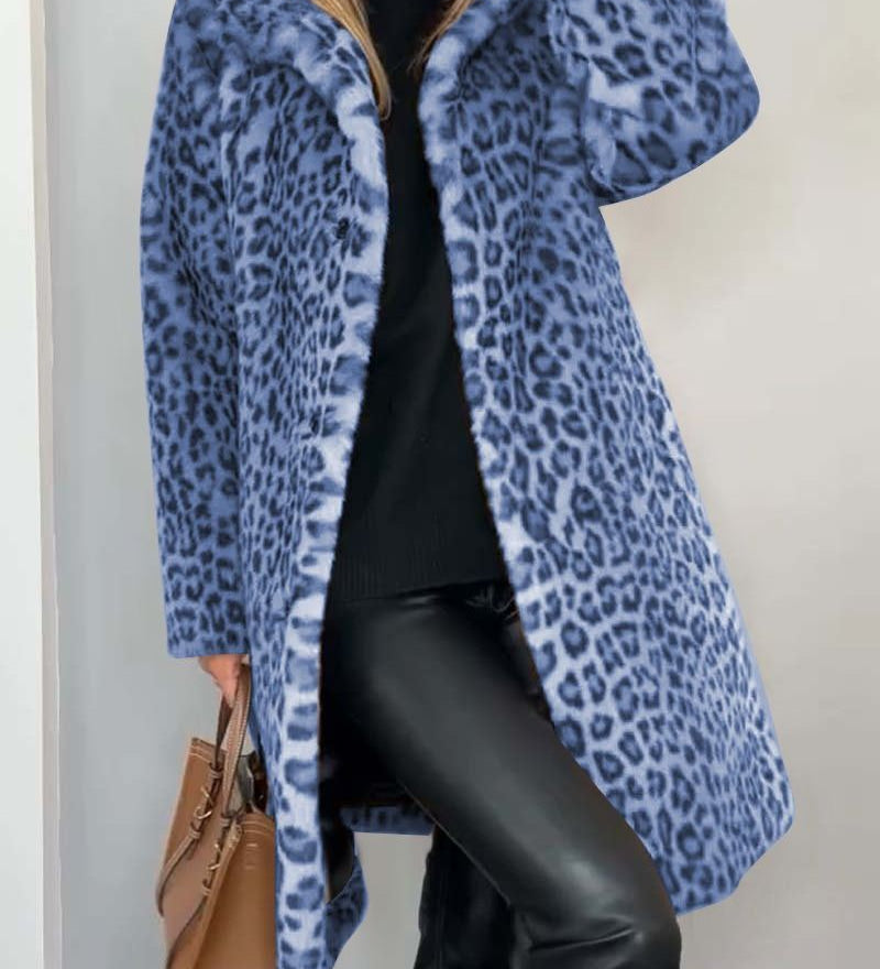LEIA - Hosszú és Puha Leopárdmintás Kabát