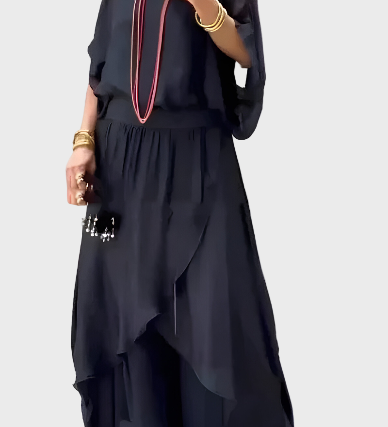 Sifonból készült, szakadt széles nadrágos ruhák