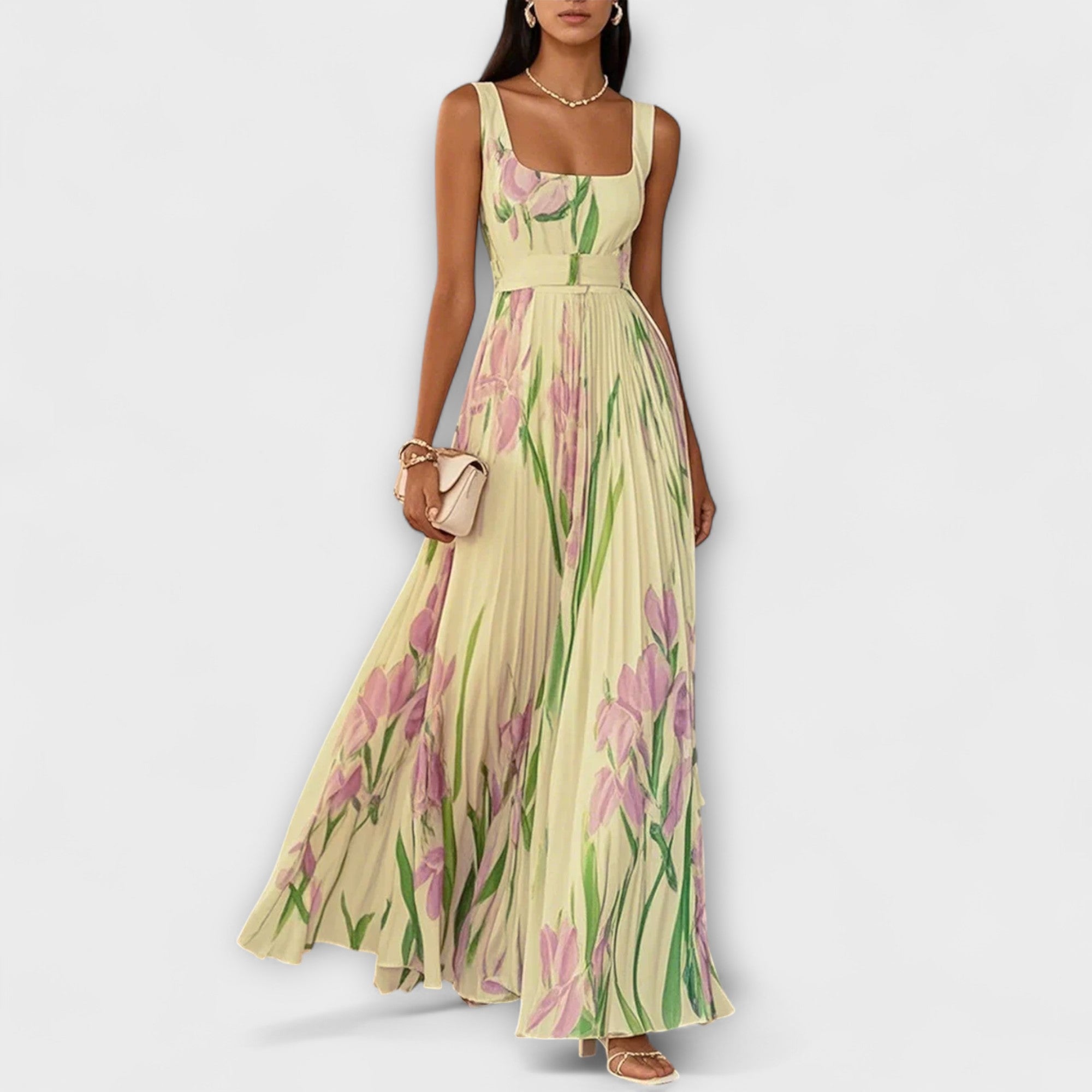 Penelope™ | Virágos Chiffon Maxi Ruha