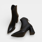 Ботуши до глезена от веганска кожа за жени – Метален заострен нос