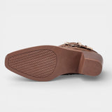 Дамски кожени ботуши с катарама – Среден ток