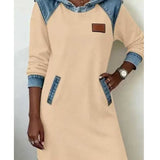 Елишка | Дамска Рокля с Капюшон и Дънкови Детайли