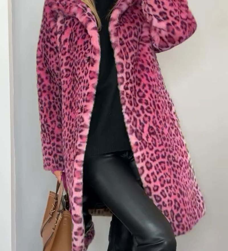 LEIA - Hosszú és Puha Leopárdmintás Kabát