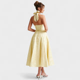 Halina - Midi ruha fűzővel és fodrokkal