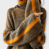 Петра | Плетен пуловер с яка и контрастни детайли