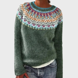 Ивета | Плетен пуловер с етно мотив