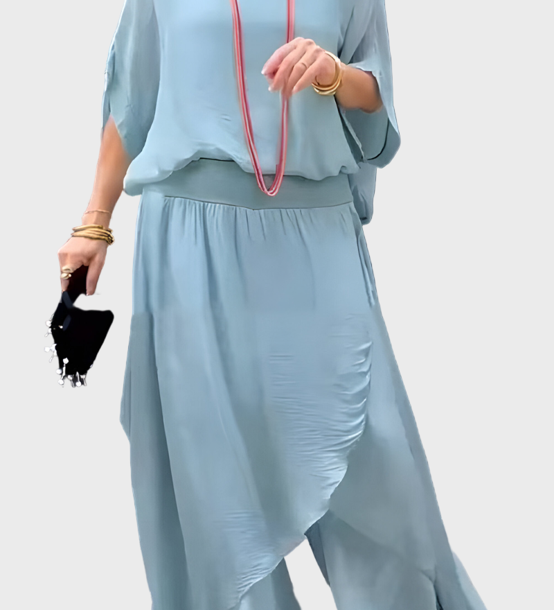 Sifonból készült, szakadt széles nadrágos ruhák