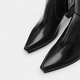 Дамски кожени ботуши до глезена с цип отстрани