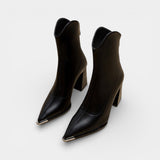 Ботуши до глезена от веганска кожа за жени – Метален заострен нос