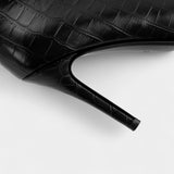 Дамски ботуши до коляното с токчета - С остър нос