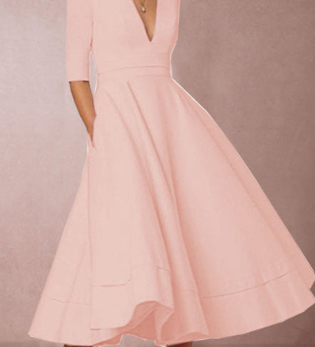 Laura | Midi Női Ruha A-vágással, V-nyakkivágással