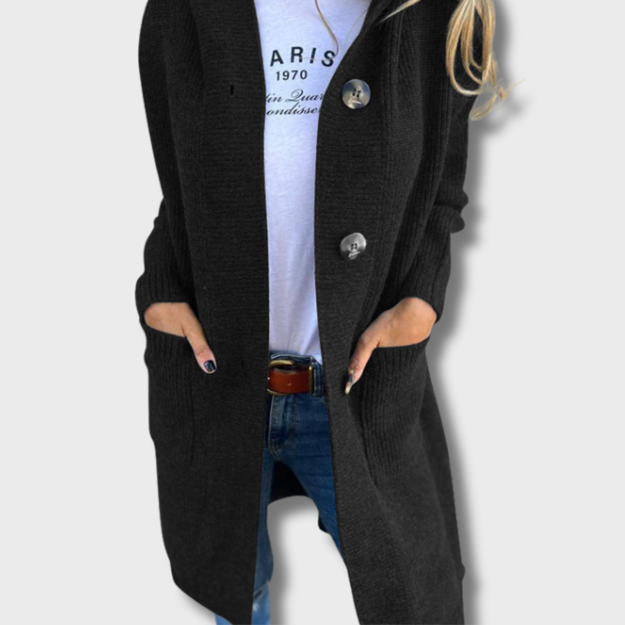 Олга | Елегантен дълъг плетен кардиган