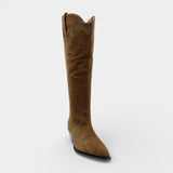 Дамски ботуши до коляното от велур – Класически уестърни