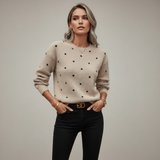 Ева | Лек плетен пуловер с точковен модел