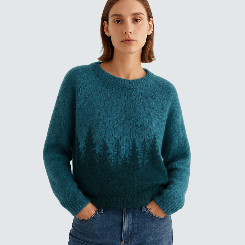 Ема | Плетен Суитшърт с Горски Модел