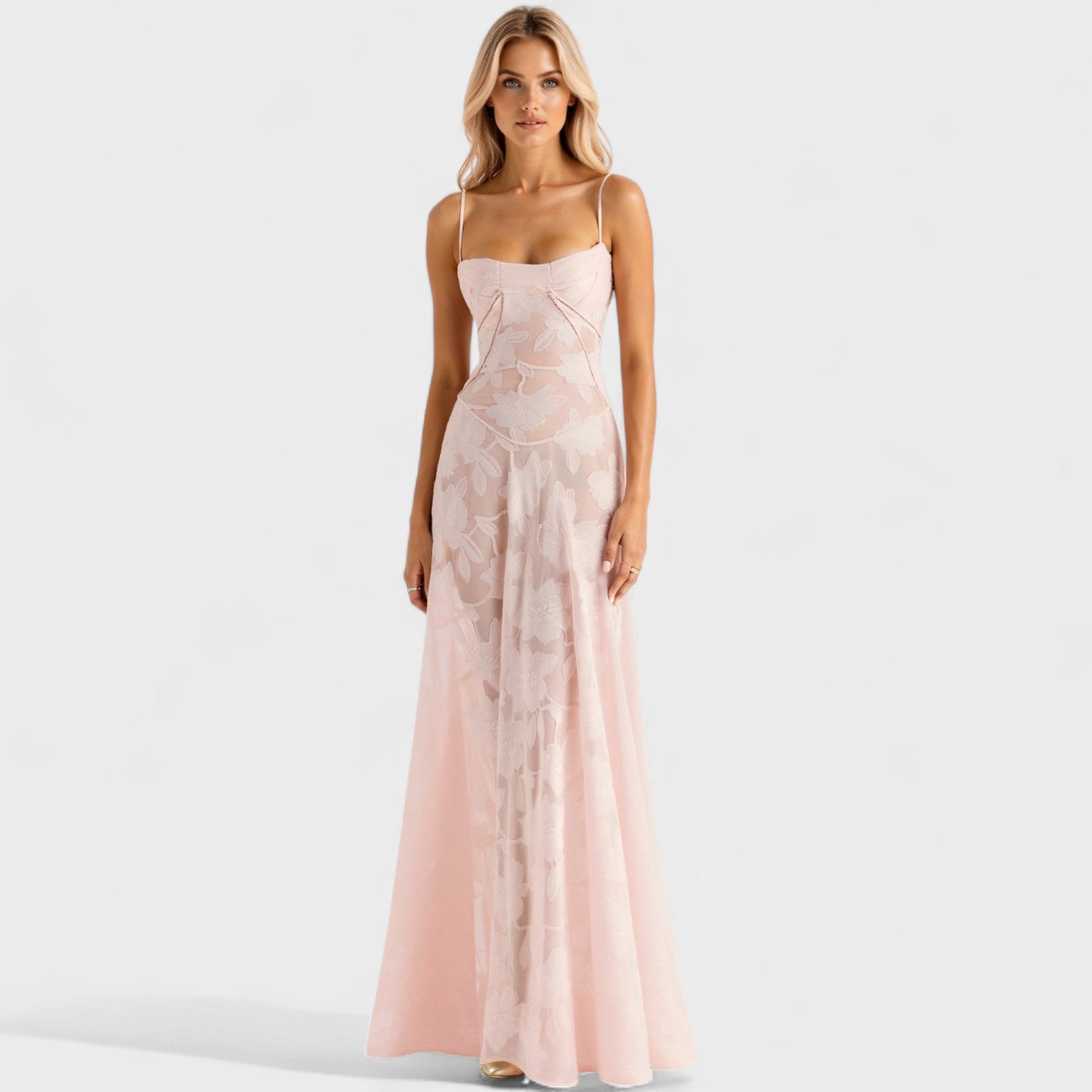 Verona - Virágos csipke maxi ruha