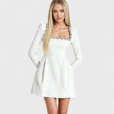 Алена | Саметена рокля с цветен деколте