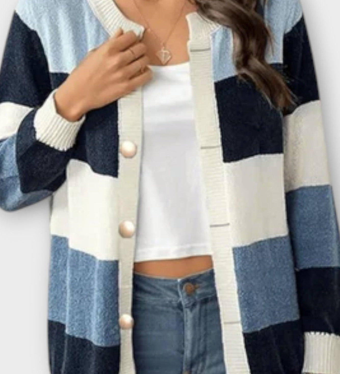 Ленка | Елегантен райе кардиган