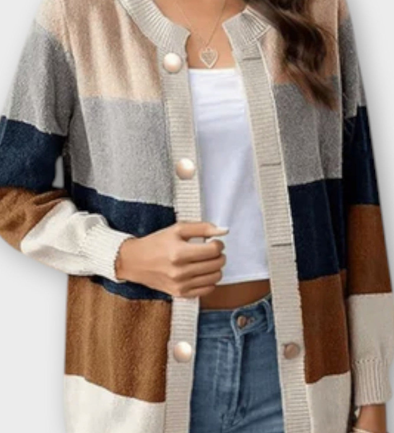 Ленка | Елегантен райе кардиган