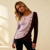 Люси | Асиметричен Плетен Пуловер с Копчета