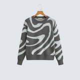 Каролина | Модерен плетен пуловер с абстрактен десен