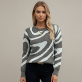 Каролина | Модерен плетен пуловер с абстрактен десен