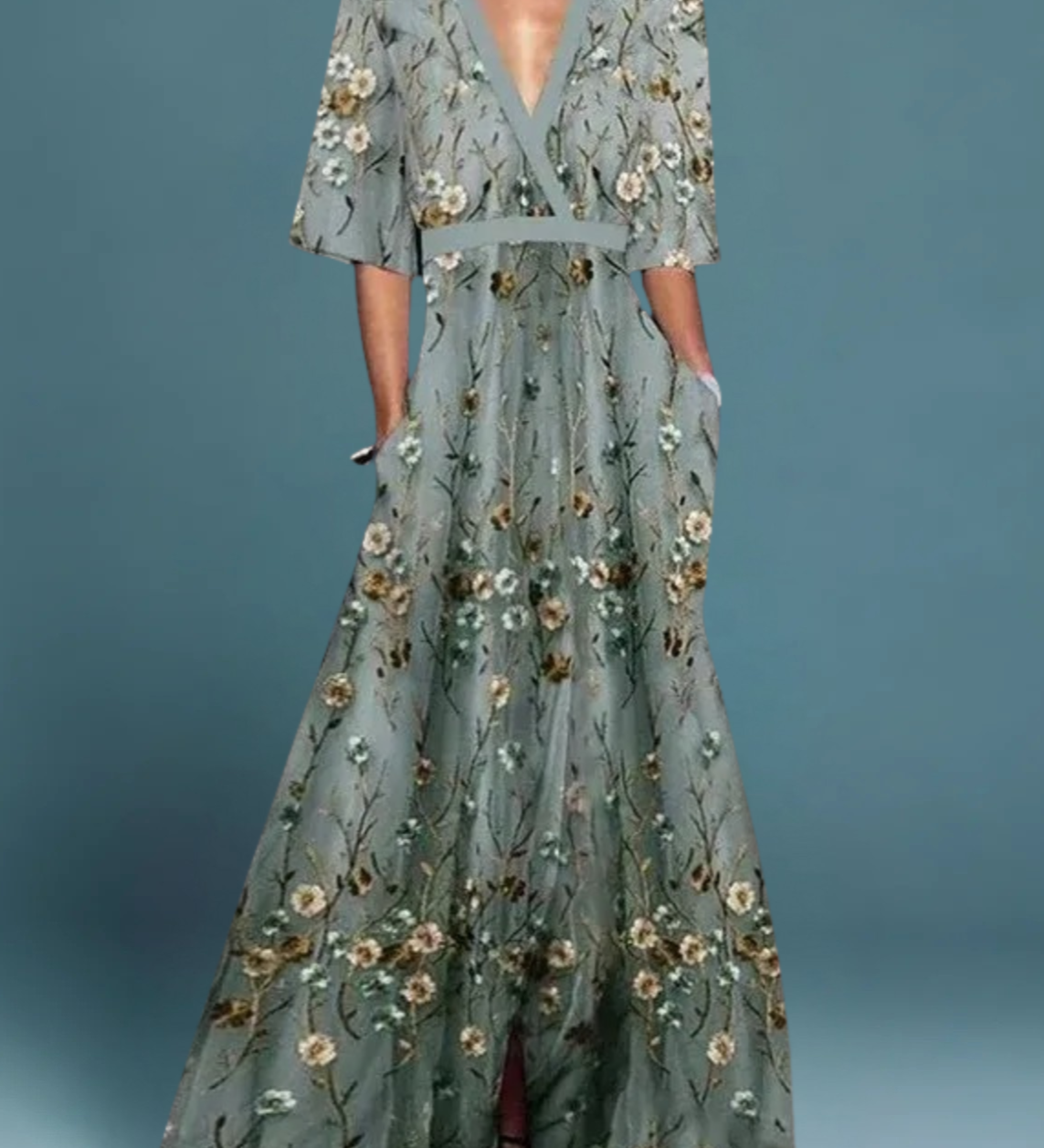 Romi - Elegáns virágmintás maxi ruha