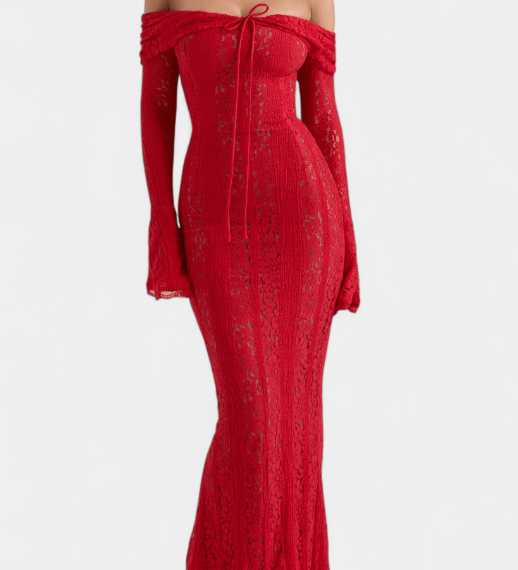 Розали™ | Стилна рокля с открити рамене