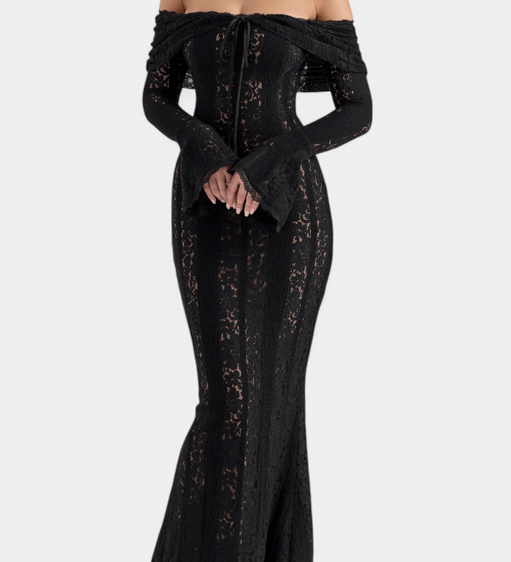 Розали™ | Стилна рокля с открити рамене