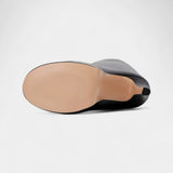 Женски ботуши до коляното с закръглен нос и висока платформа