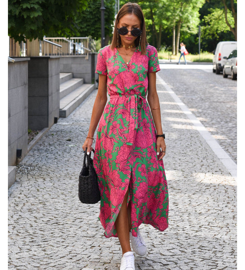 Amelie – Kényelmes és Állítható Midi Virágos Ruha