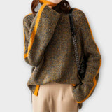 Петра | Плетен пуловер с яка и контрастни детайли