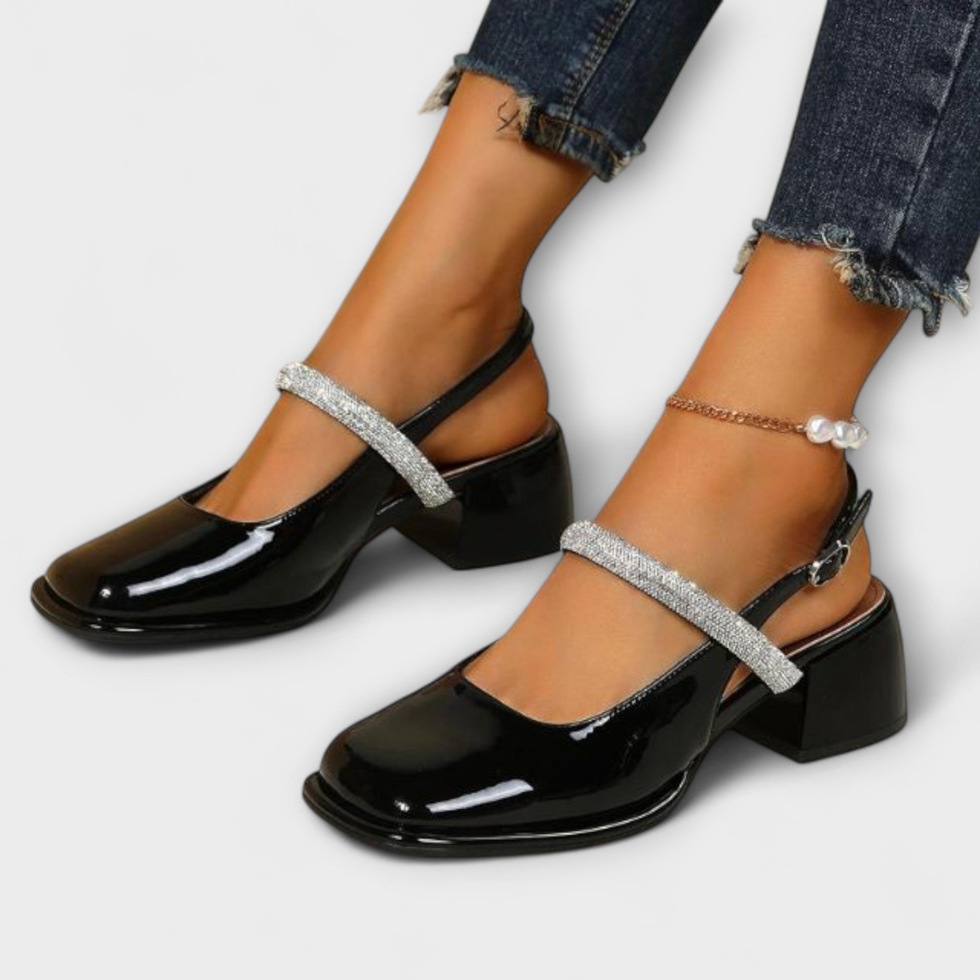 Celandra - Mary Janes csillogó pántokkal és blokk sarkakkal