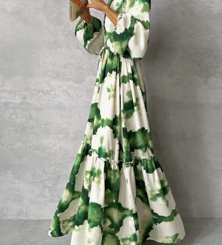 Gabriela | Hosszú Ujjú Elegáns Ruha V Kivágással