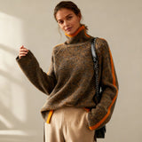 Петра | Плетен пуловер с яка и контрастни детайли