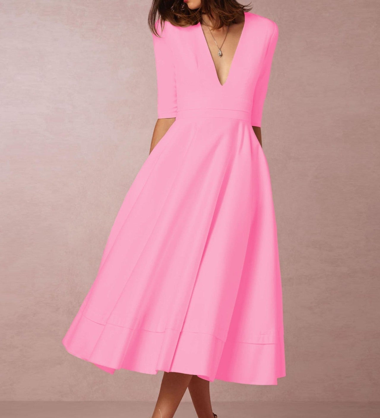 Laura | Midi Női Ruha A-vágással, V-kivágással