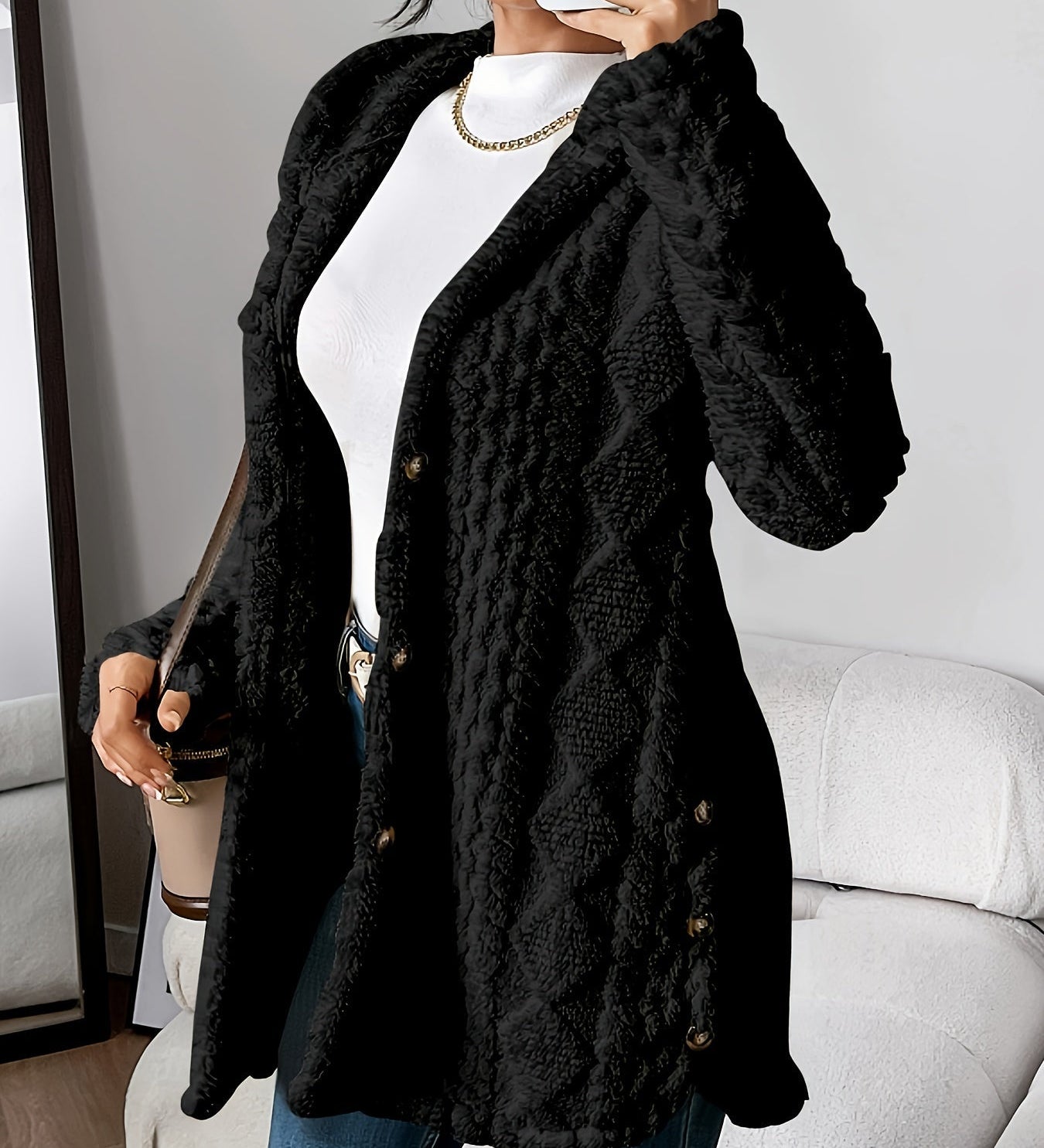 Sarahi™ | Puhaszőrös kapucnis kabát