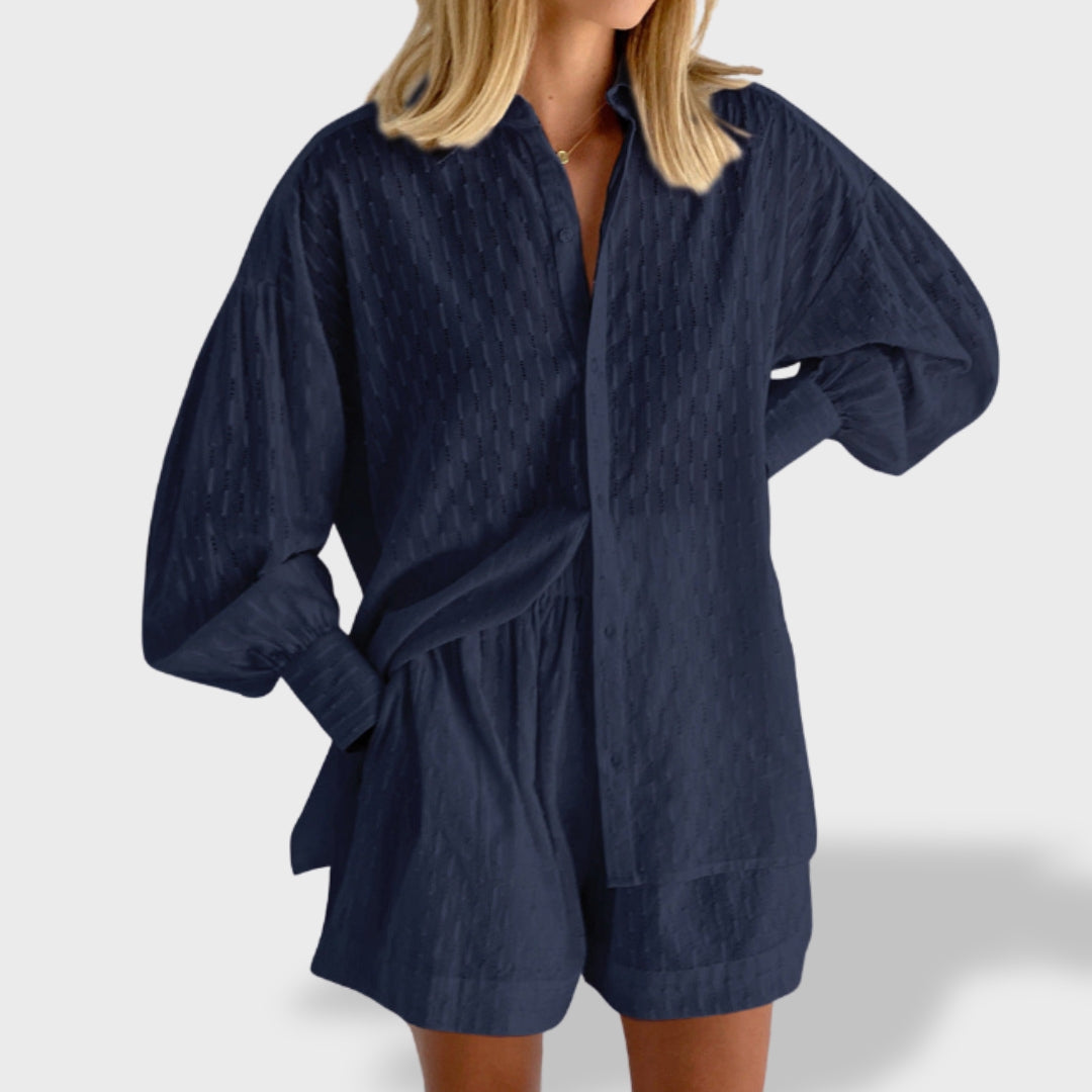 Maud | Elegáns len ing és rövidnadrág szett