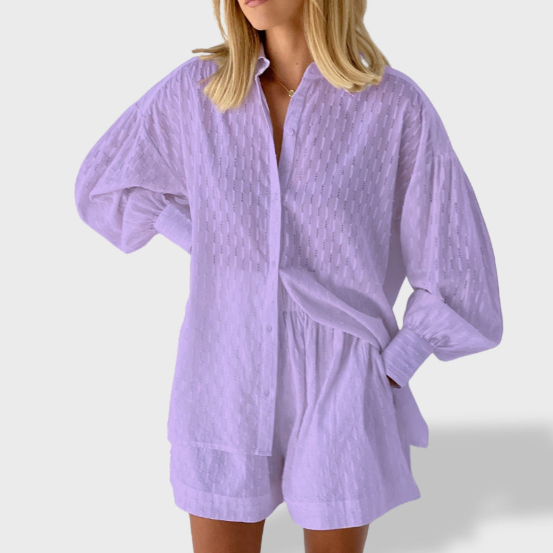 Maud | Elegáns len ing és rövidnadrág szett