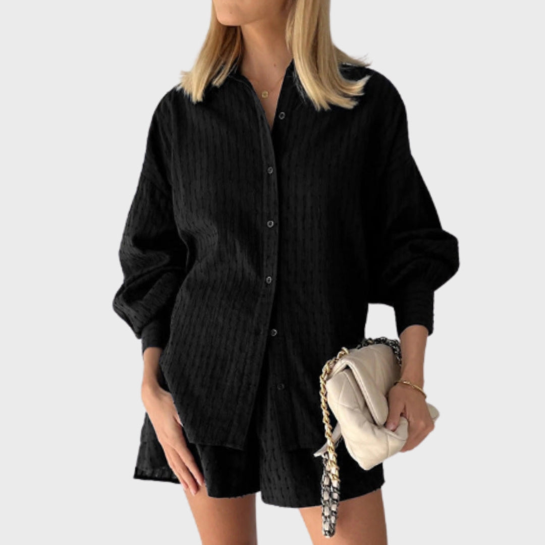 Maud | Elegáns len ing és rövidnadrág szett