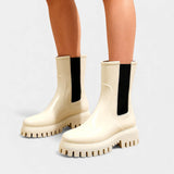 Дамски водоустойчиви дъждовни ботуши Челси – Лъскави ботуши до глезена