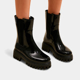 Дамски водоустойчиви дъждовни ботуши Челси – Лъскави ботуши до глезена